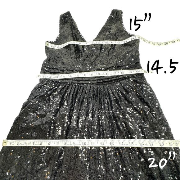 Formal Evening Gown Black Sequin Maxi Kate Kasin 8 Glam Gala Event Pageant Prom - Picture 5 of 10
